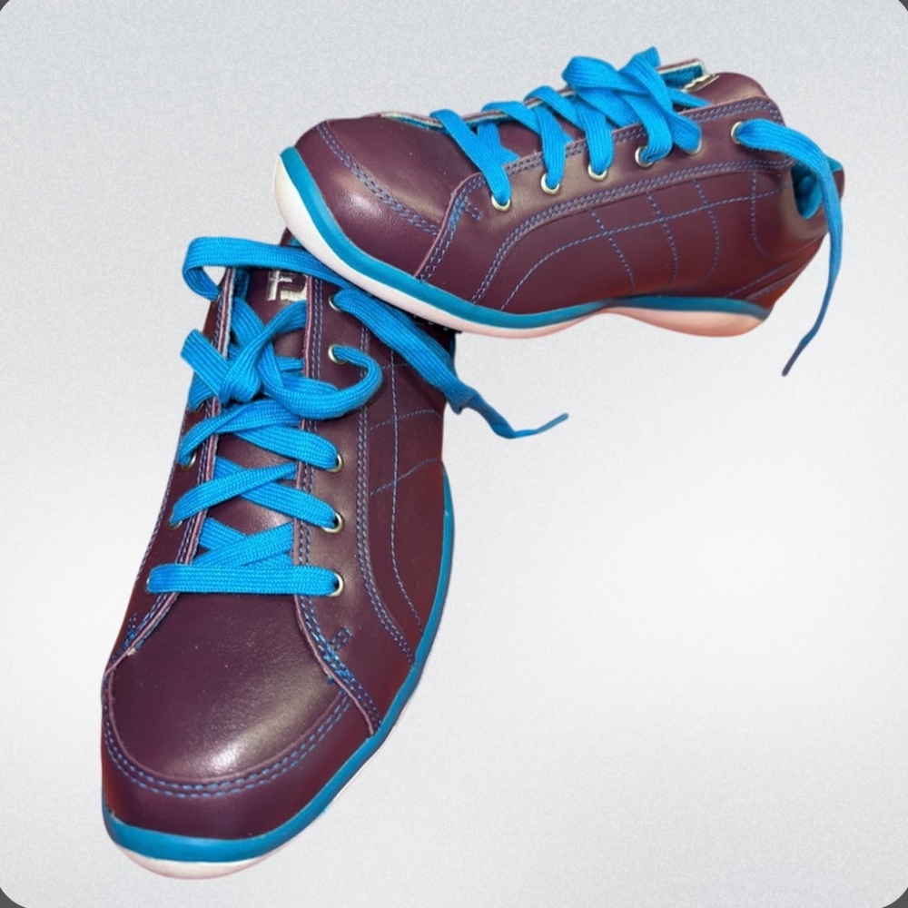 Footjoy LoPro Collection Women’s Sz 8.5M Purple &‎ Blue Golf Shoes Excellent!